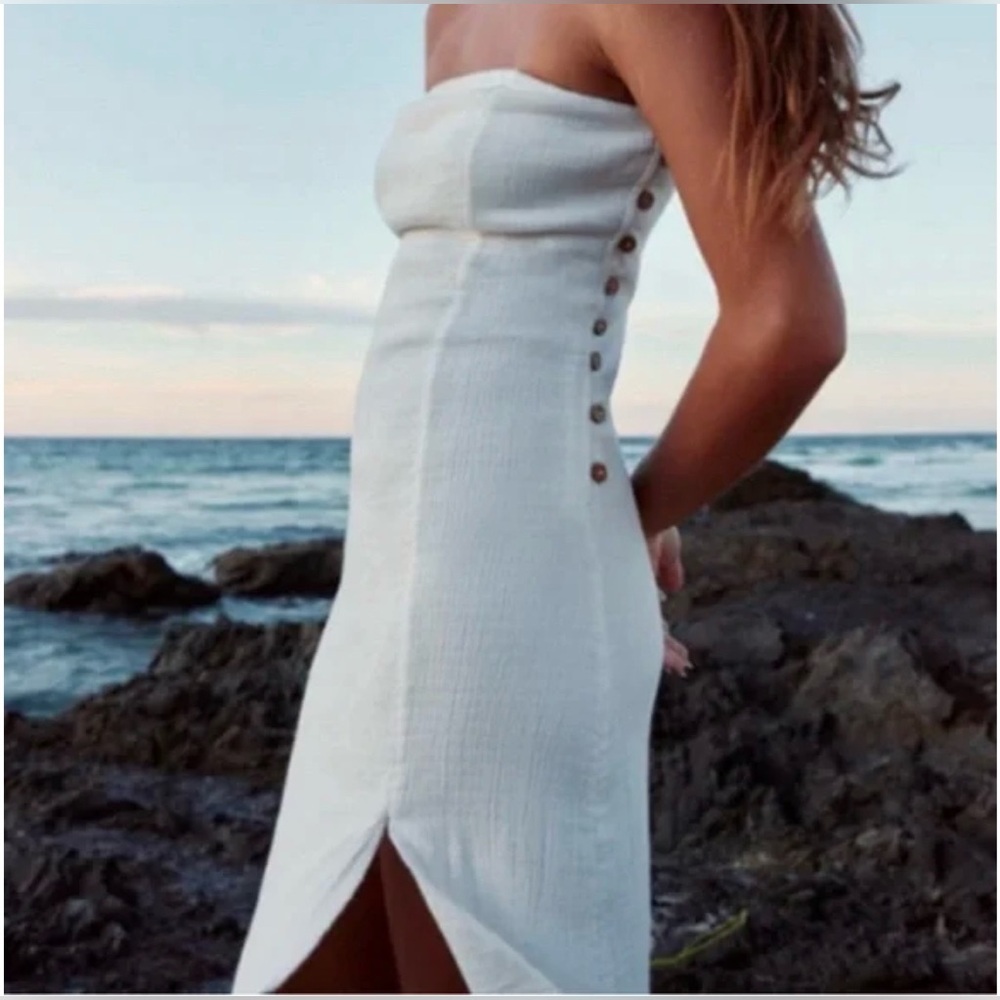 FP Made Me Blush Midi Strapless White Dress Sz XL